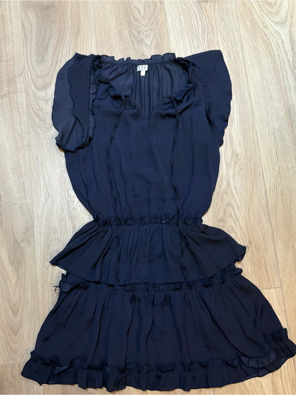 TCEC Navy Ruffle Tiered Peplum Dress